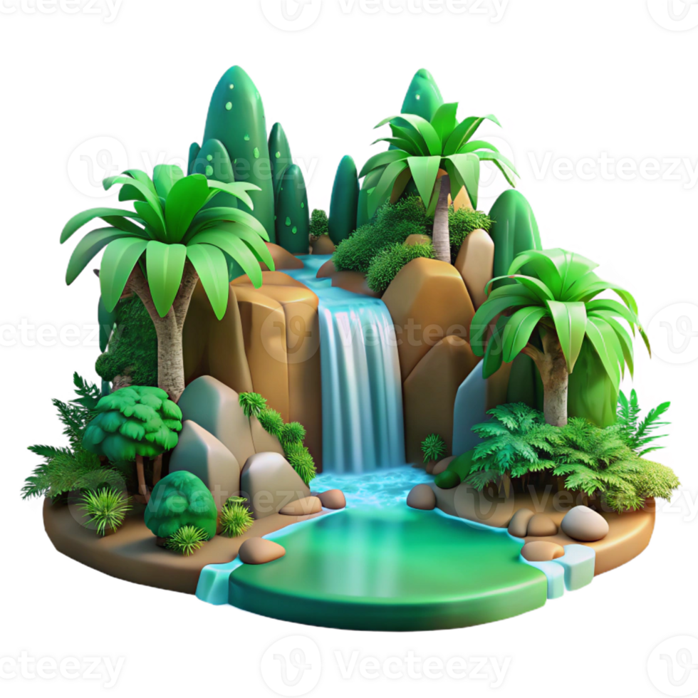 elegant traditional A Lush Tropical Rainforest with a Hidden original png