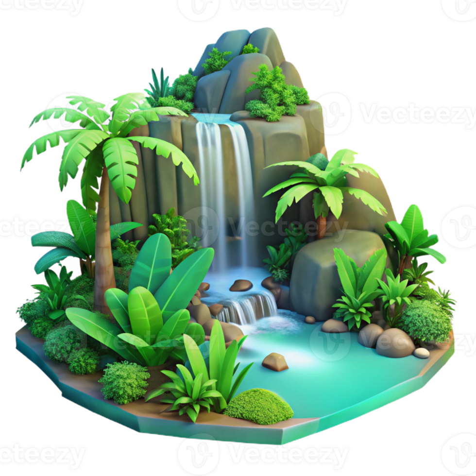 elegant modern A Lush Tropical Rainforest with a Hidden authentic png