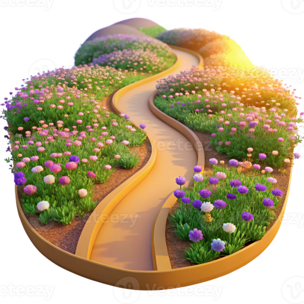 elegant abstract A Winding Dirt Road Through a Field of Wildf high quality png