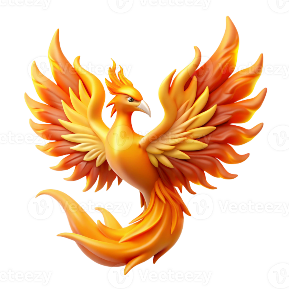 vibrant abstract A Majestic Phoenix Rising from Swirling Emb detailed png