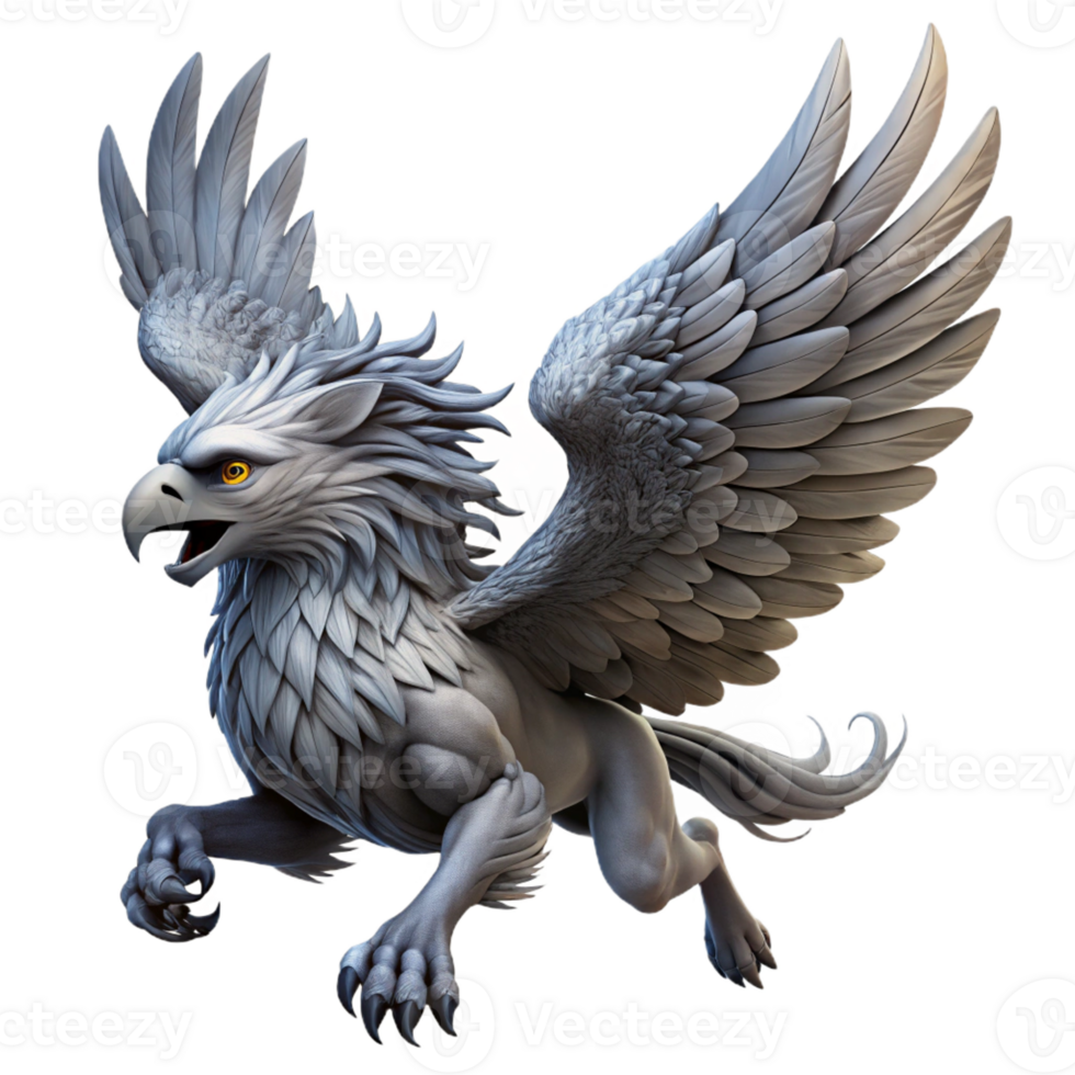 impressive creative A Majestic Griffin Soaring Through a Stormy 4K png