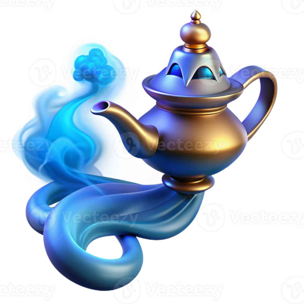 beautiful creative A Powerful Djinn Emerging from a Lamp Smok genuine png