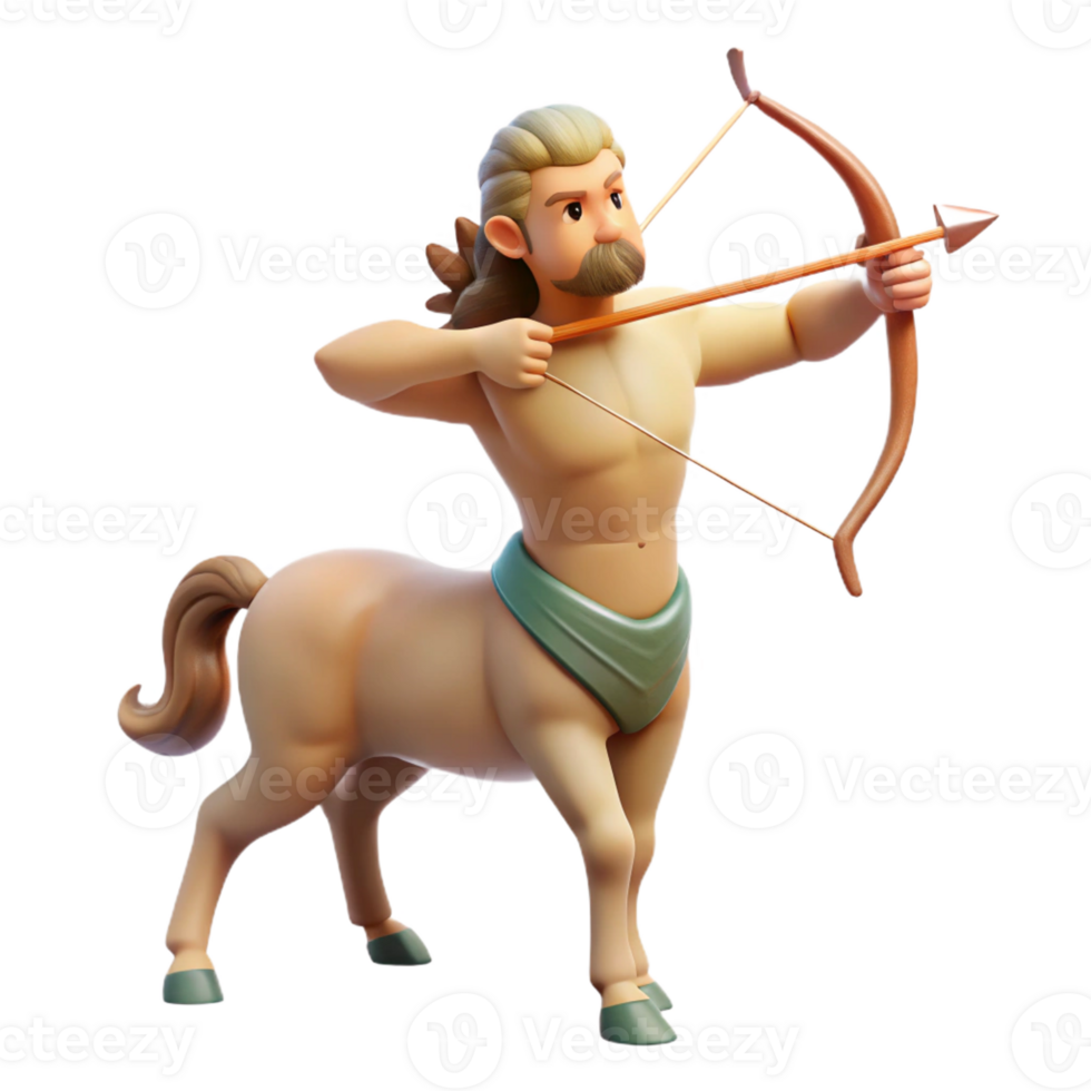 elegant artistic A Wise Centaur Teaching Archery Bow Drawn 4K png