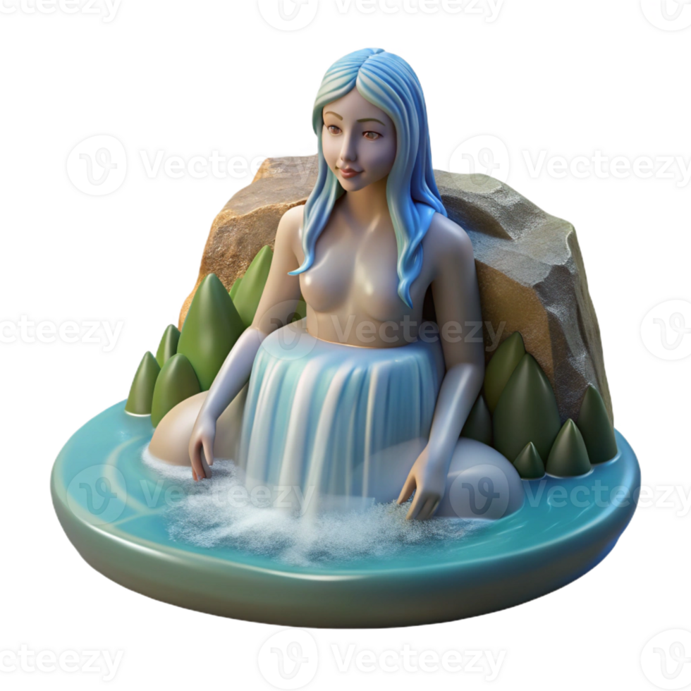 dramatic abstract A Graceful Nymph Bathing in a Waterfall 4K png