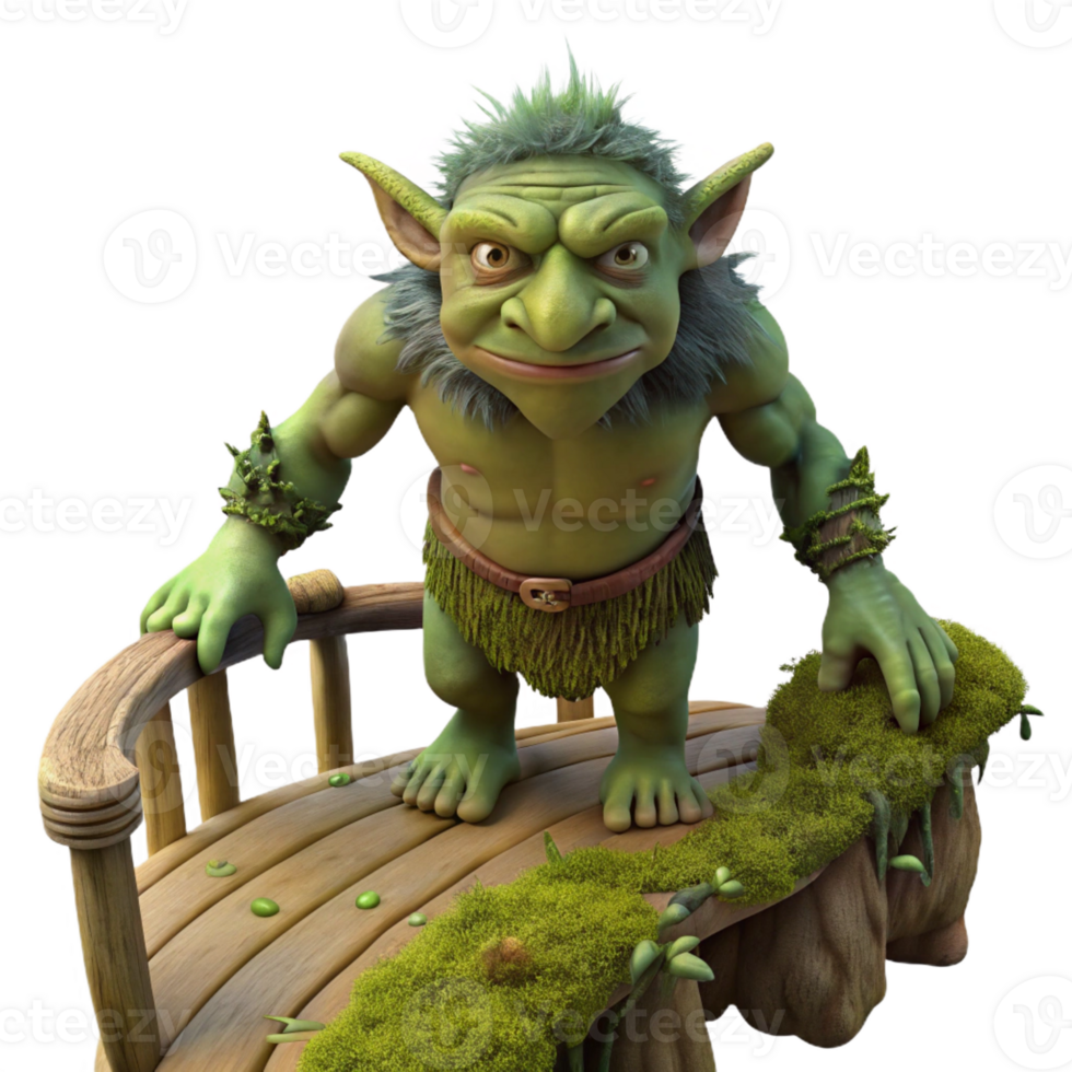 dramatic contemporary A Wise Old Troll Guarding a Bridge Moss authentic png