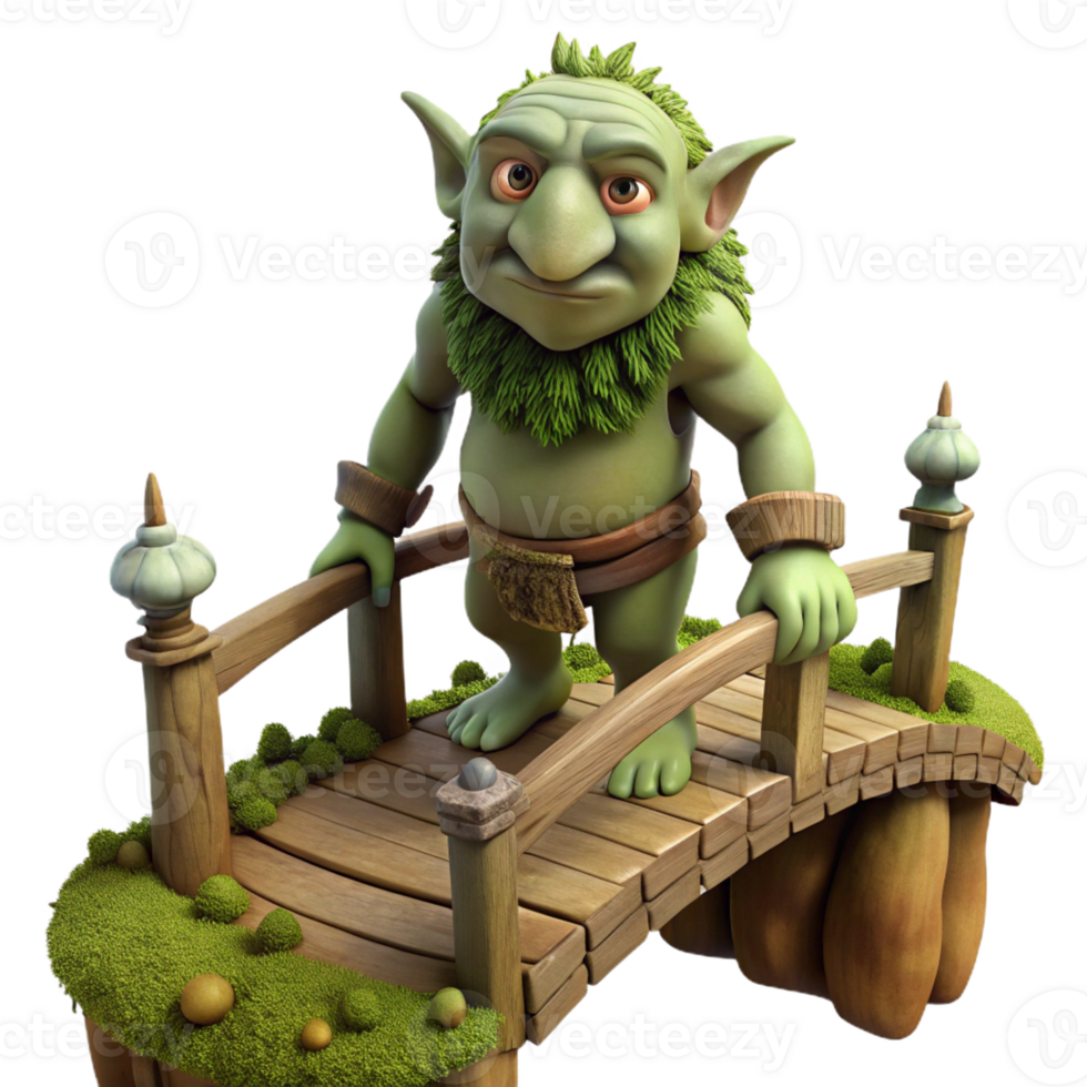 impressive creative A Wise Old Troll Guarding a Bridge Moss genuine png