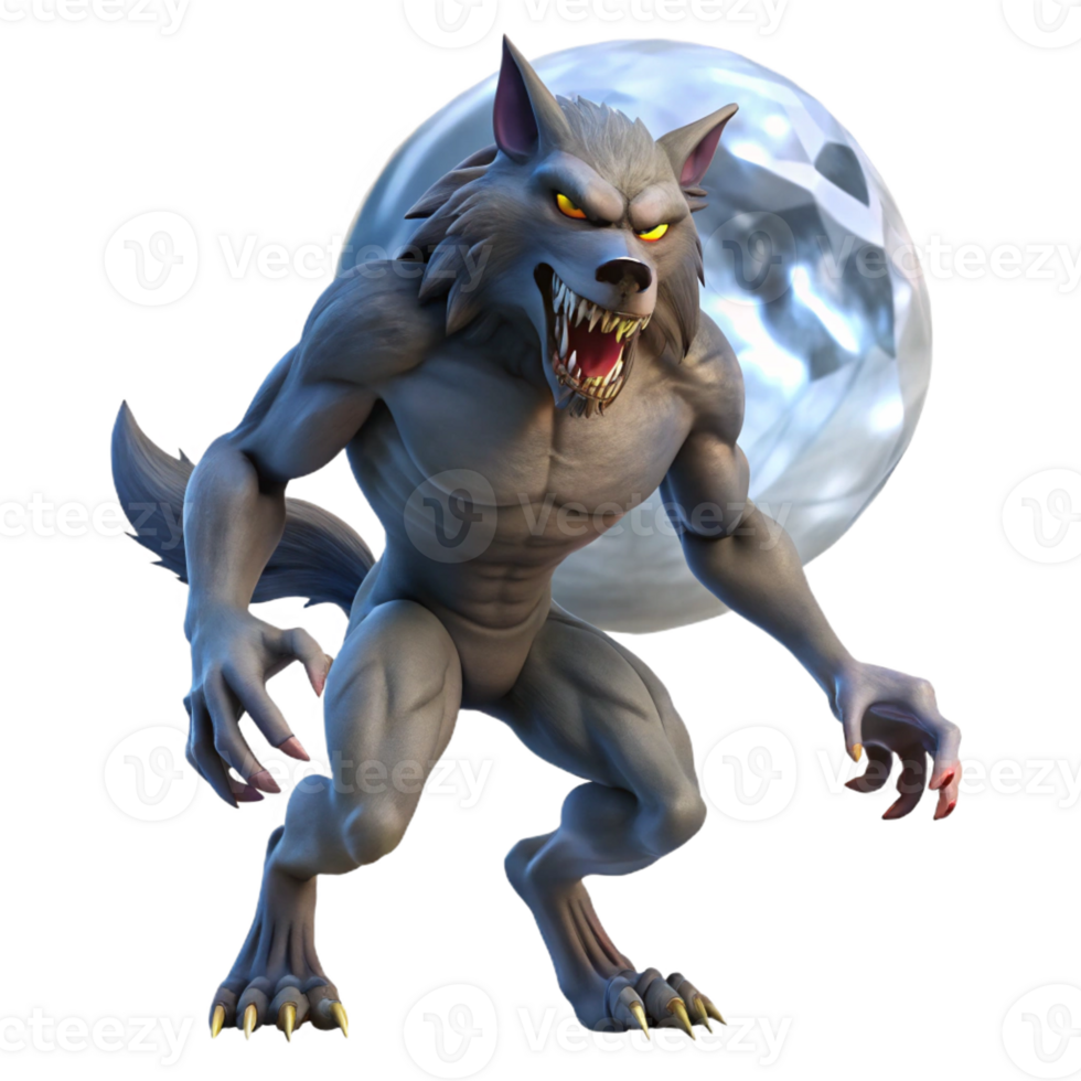elegant abstract A Terrifying Werewolf Transforming Under A premium png