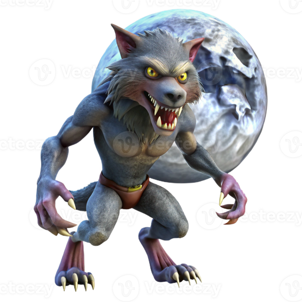 beautiful vintage A Terrifying Werewolf Transforming Under A premium png