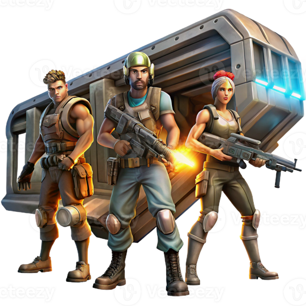 extraordinary artistic A Group of Space Pirates Armed with Laser P 4K png