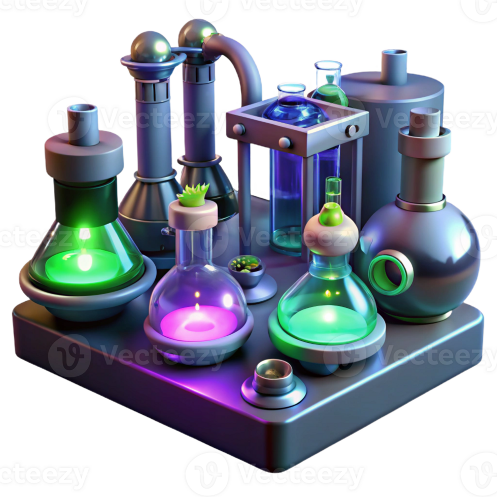vibrant minimalist A Futuristic Laboratory Filled with Bubblin authentic png