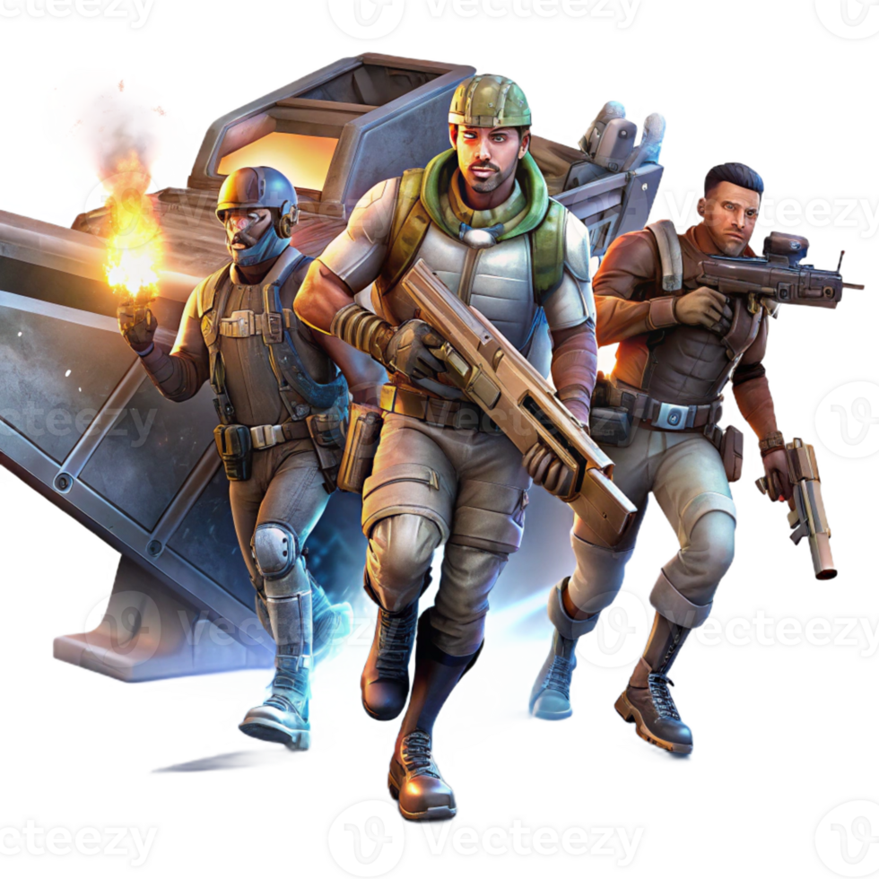 vibrant abstract A Group of Space Pirates Armed with Laser P 4K png