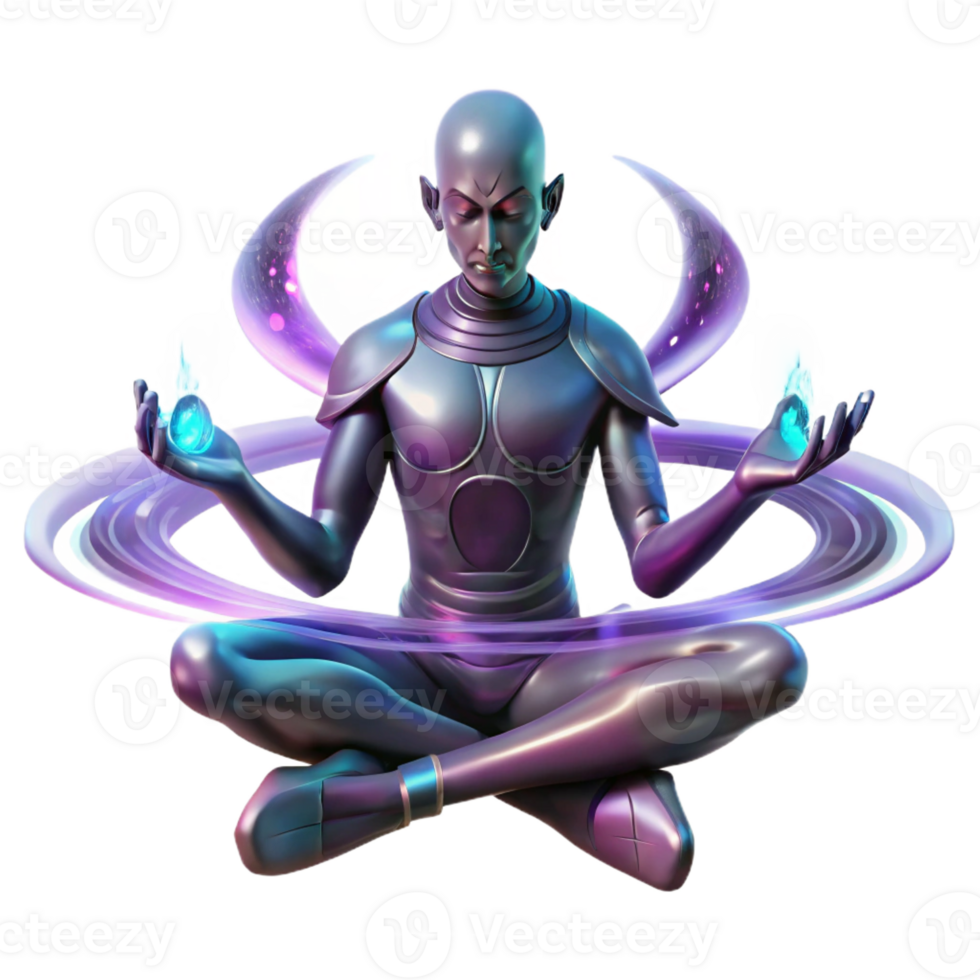 elegant modern A Powerful Psychic Being Levitating in A authentic png