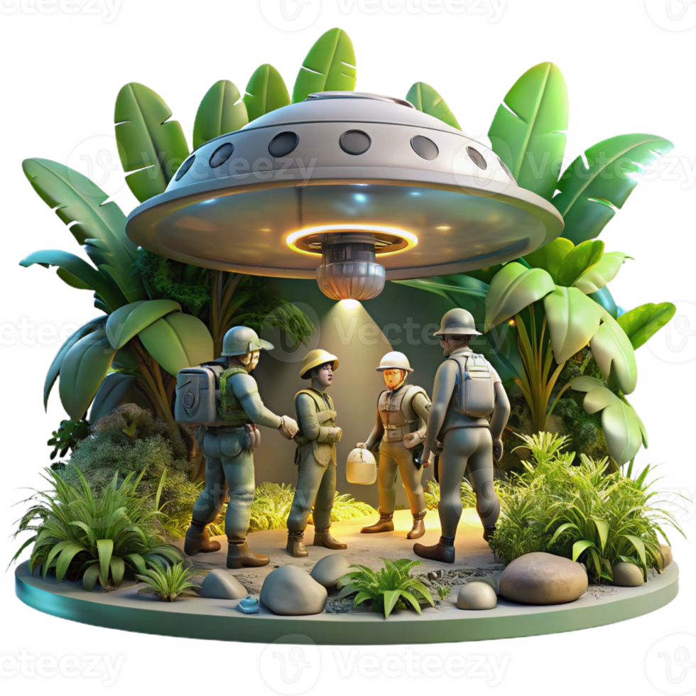dramatic minimalist A Group of Explorers Discovering a Hidden exclusive png