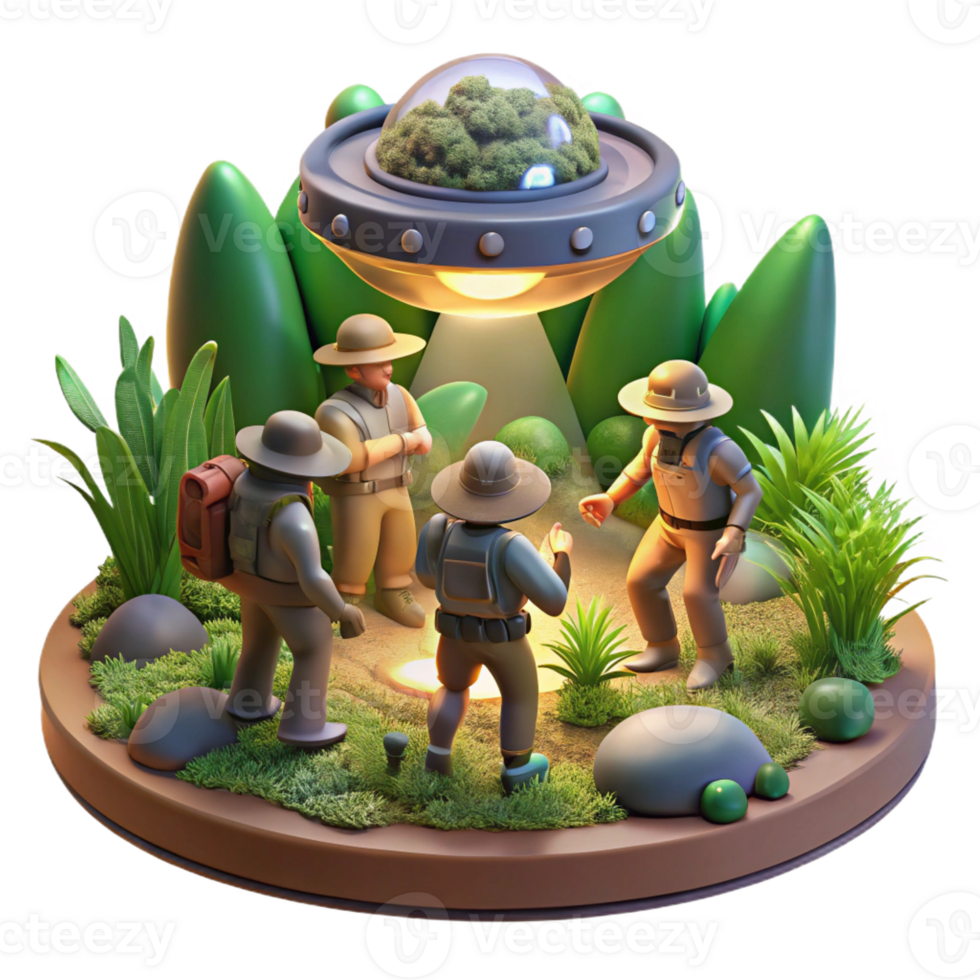 dramatic abstract A Group of Explorers Discovering a Hidden high quality png