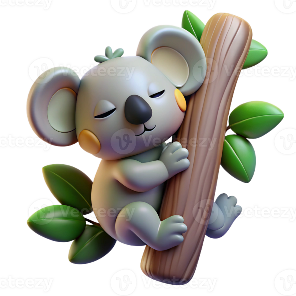magnificent traditional A Sleepy Koala Clinging to a Eucalyptus Tre authentic png