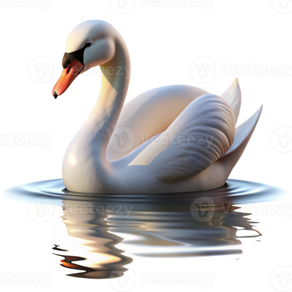 beautiful modern A Graceful Swan Gliding Across a Still La premium png