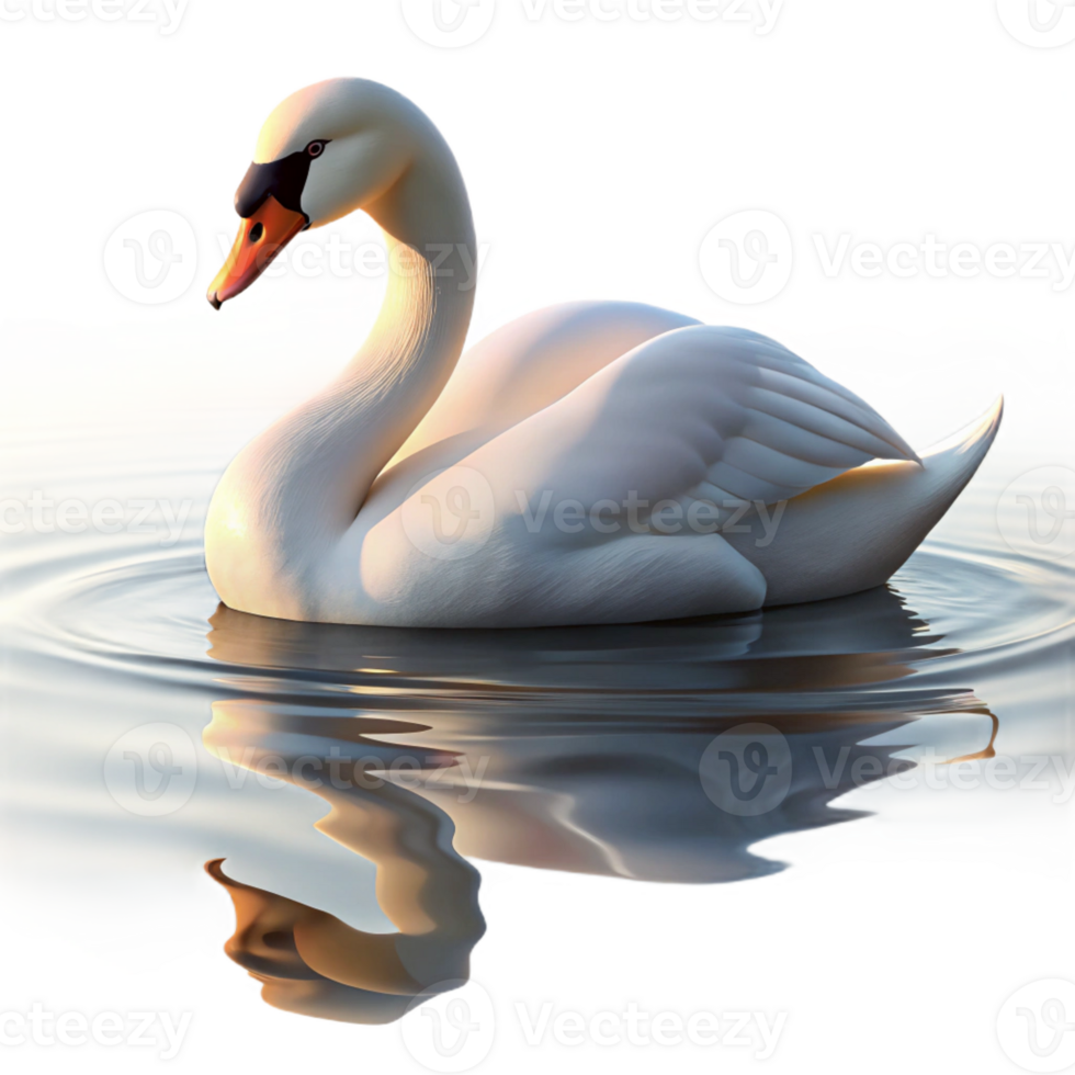 elegant artistic Swan Gliding on a Still Lake high resolution png