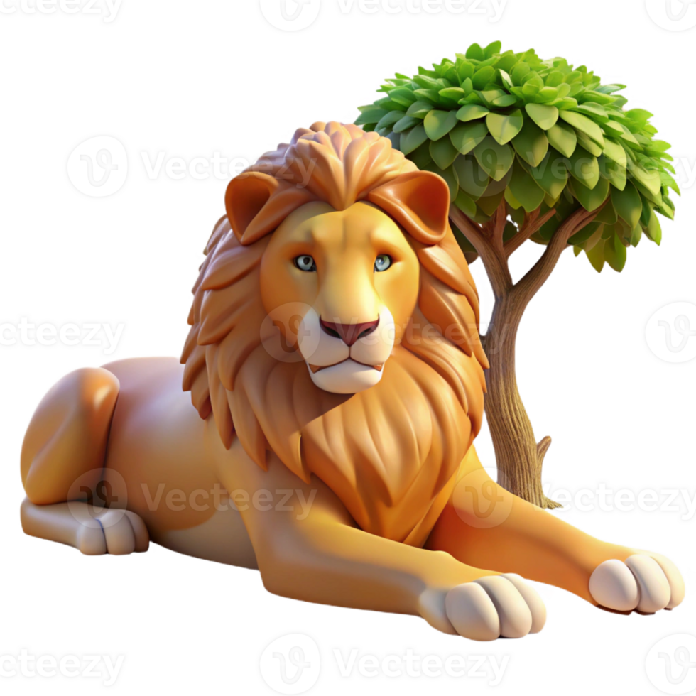 impressive contemporary Regal Lion Resting in Tree Shade high quality png