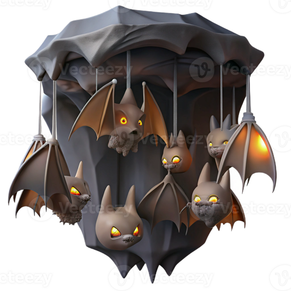 impressive vintage A Colony of Bats Hanging Upside Down in A high resolution png