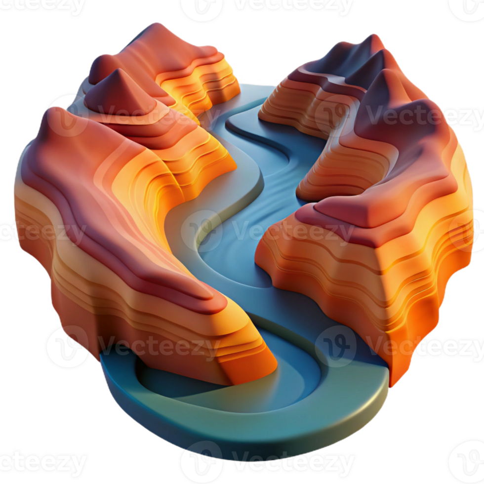 impressive modern A Winding River Flowing Through a Colorfu high quality png