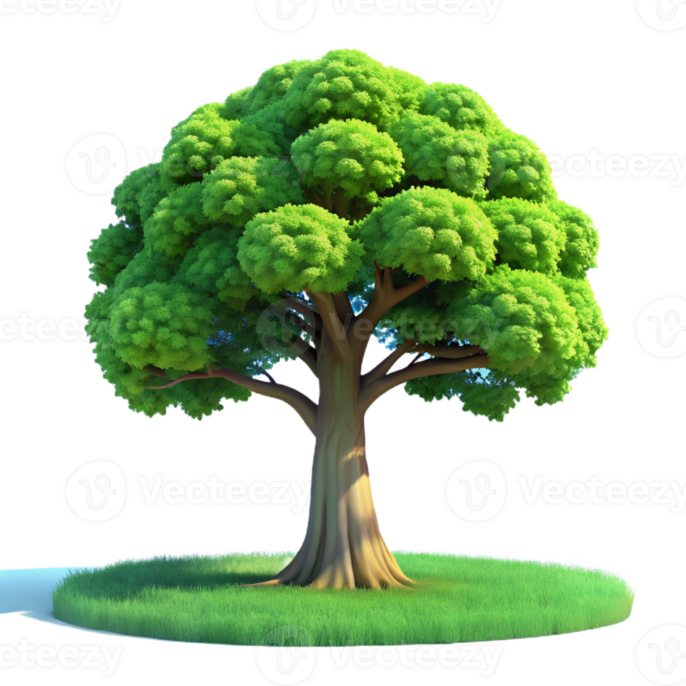 vibrant minimalist Lone Oak Tree in a Valley 4K png