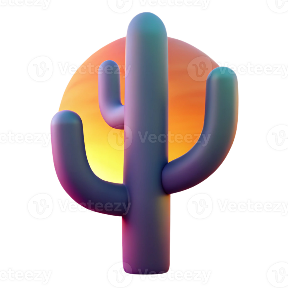 beautiful abstract Cactus Silhouette Against Vibrant Sunset professional png