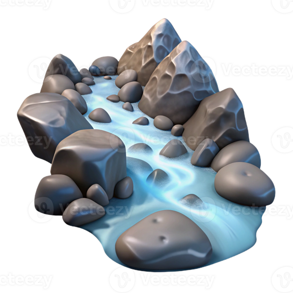 dramatic creative A Crystal Clear Mountain Stream Flowing Ove premium png