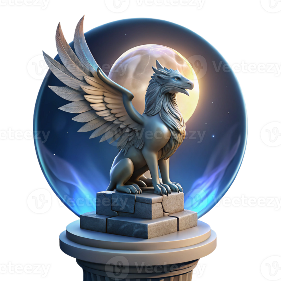 beautiful modern Griffin on Crumbling Ruins authentic png
