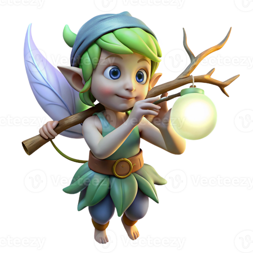serene artistic A Mischievous Pixie with Clothing Made Of 4K png