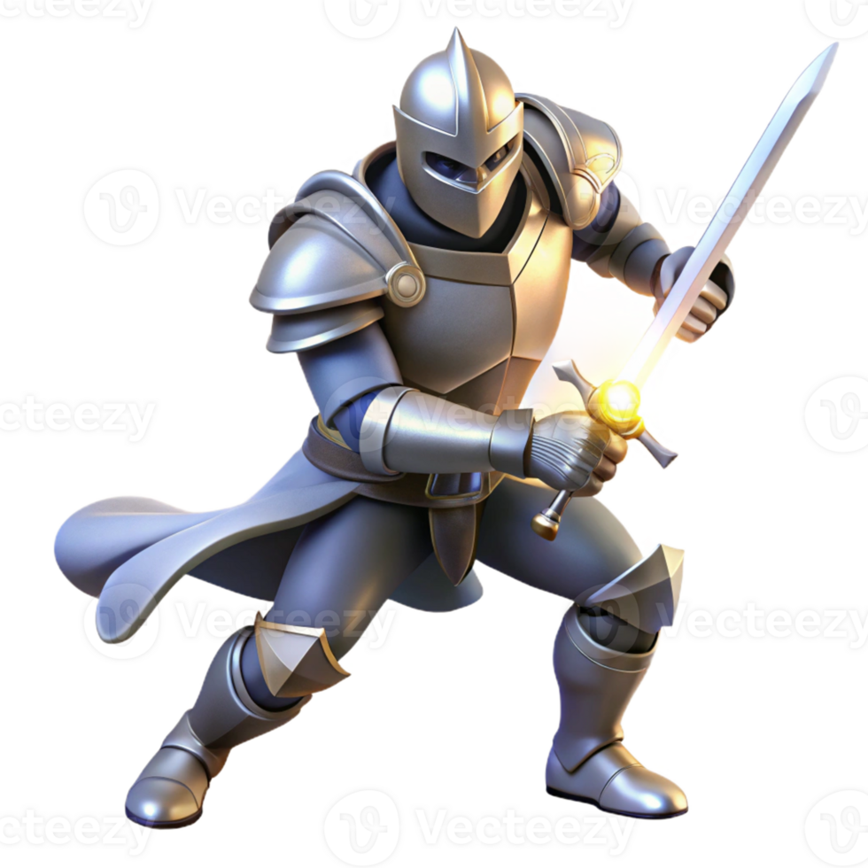 elegant abstract A Valiant Knight in Shining Armor Wielding professional png