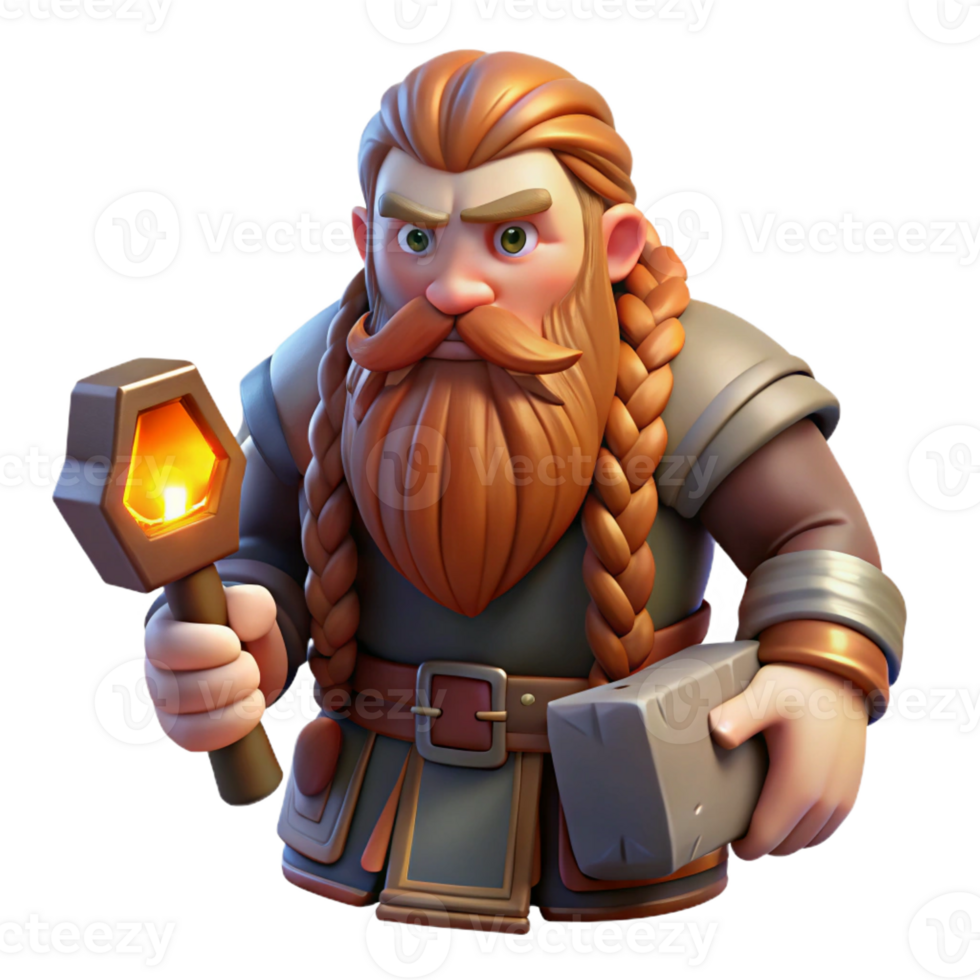 stunning traditional A Stoic Dwarf with a Long Braided Beard An high quality png