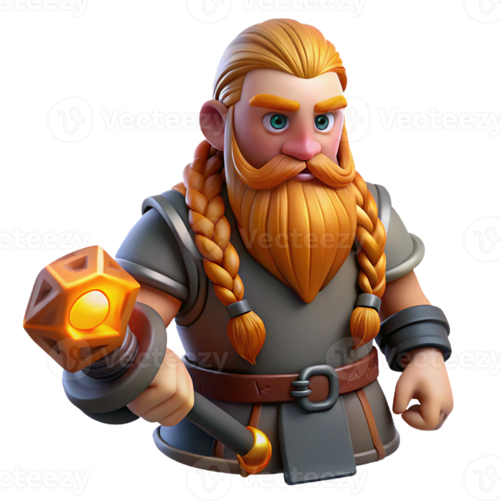impressive minimalist A Stoic Dwarf with a Long Braided Beard An professional png
