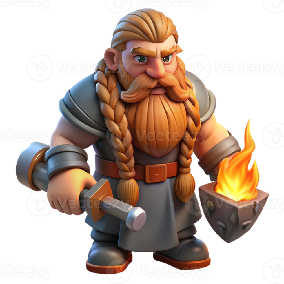 elegant vintage A Stoic Dwarf with a Long Braided Beard An high quality png