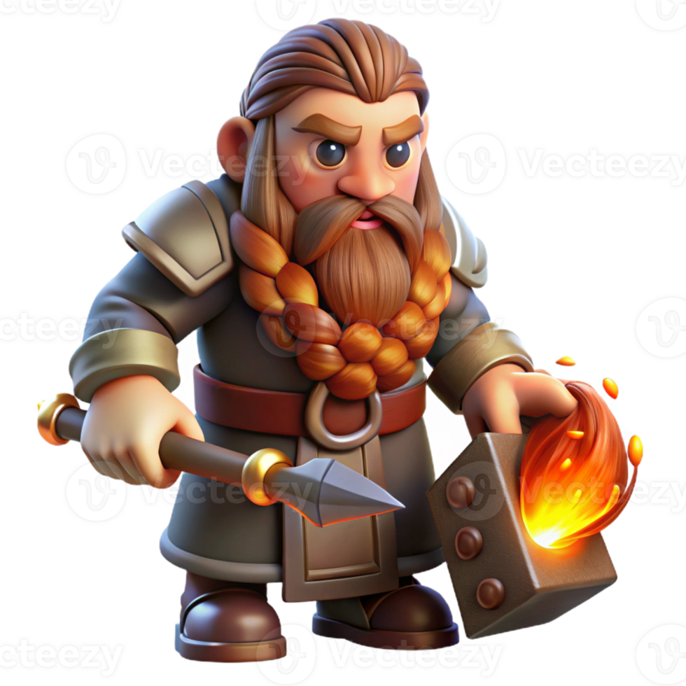 extraordinary vintage A Stoic Dwarf with a Long Braided Beard An high quality png