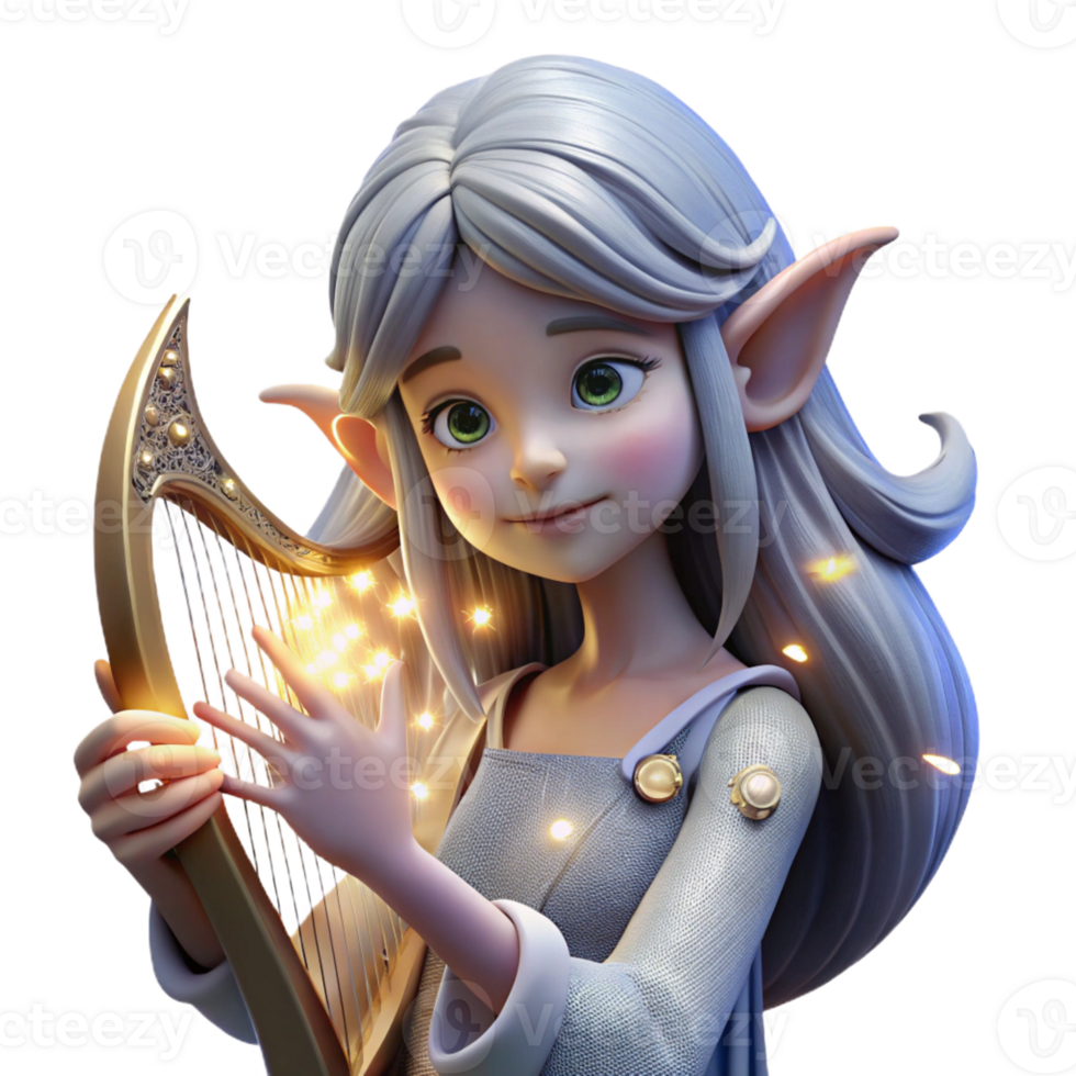 beautiful vintage A Graceful Elf with Pointed Ears and Flow exclusive png