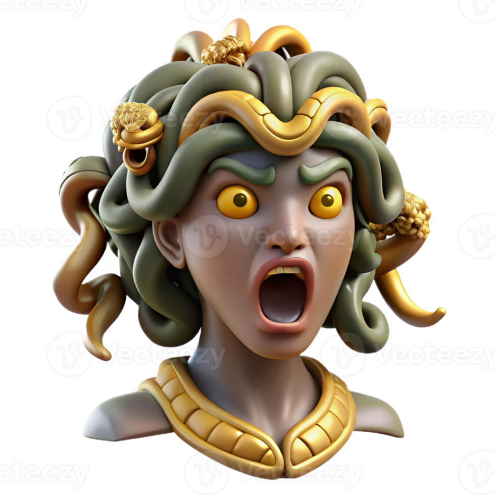 impressive minimalist A Fierce Gorgon with Snakes for Hair and Ey high resolution png