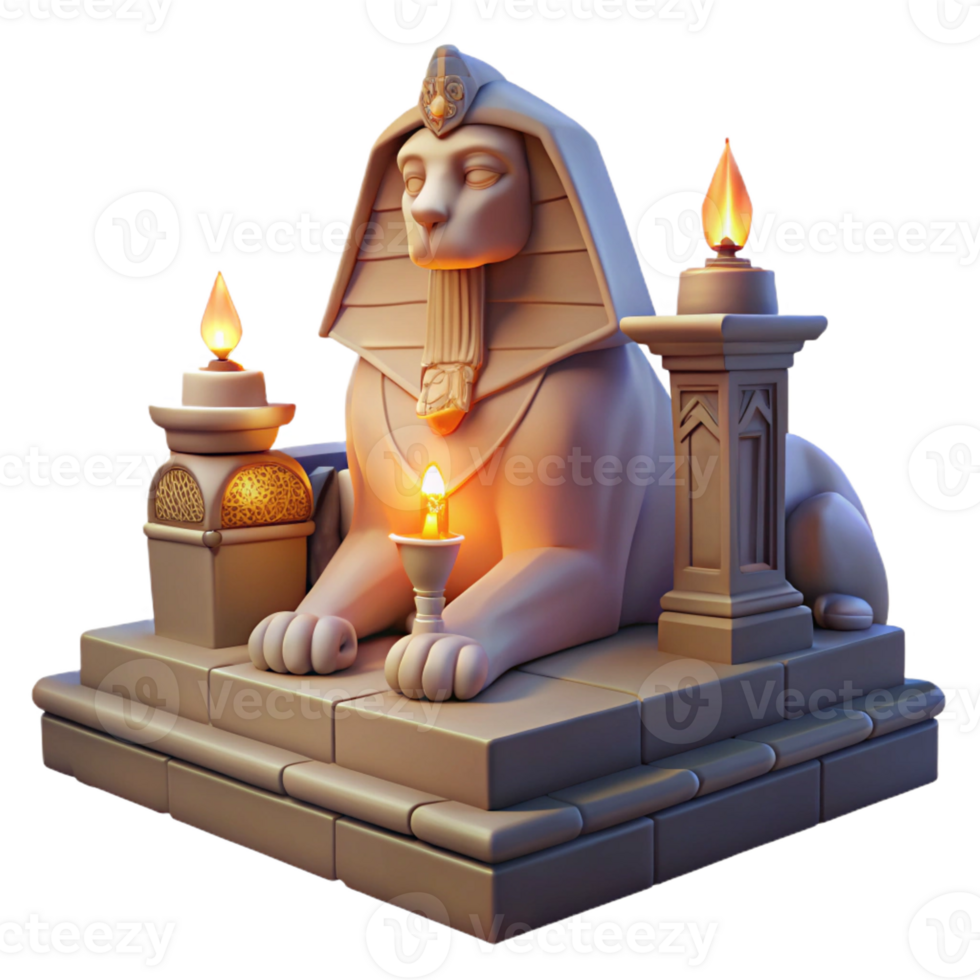 elegant abstract A Mysterious Sphinx with the Body of a Lion 4K png