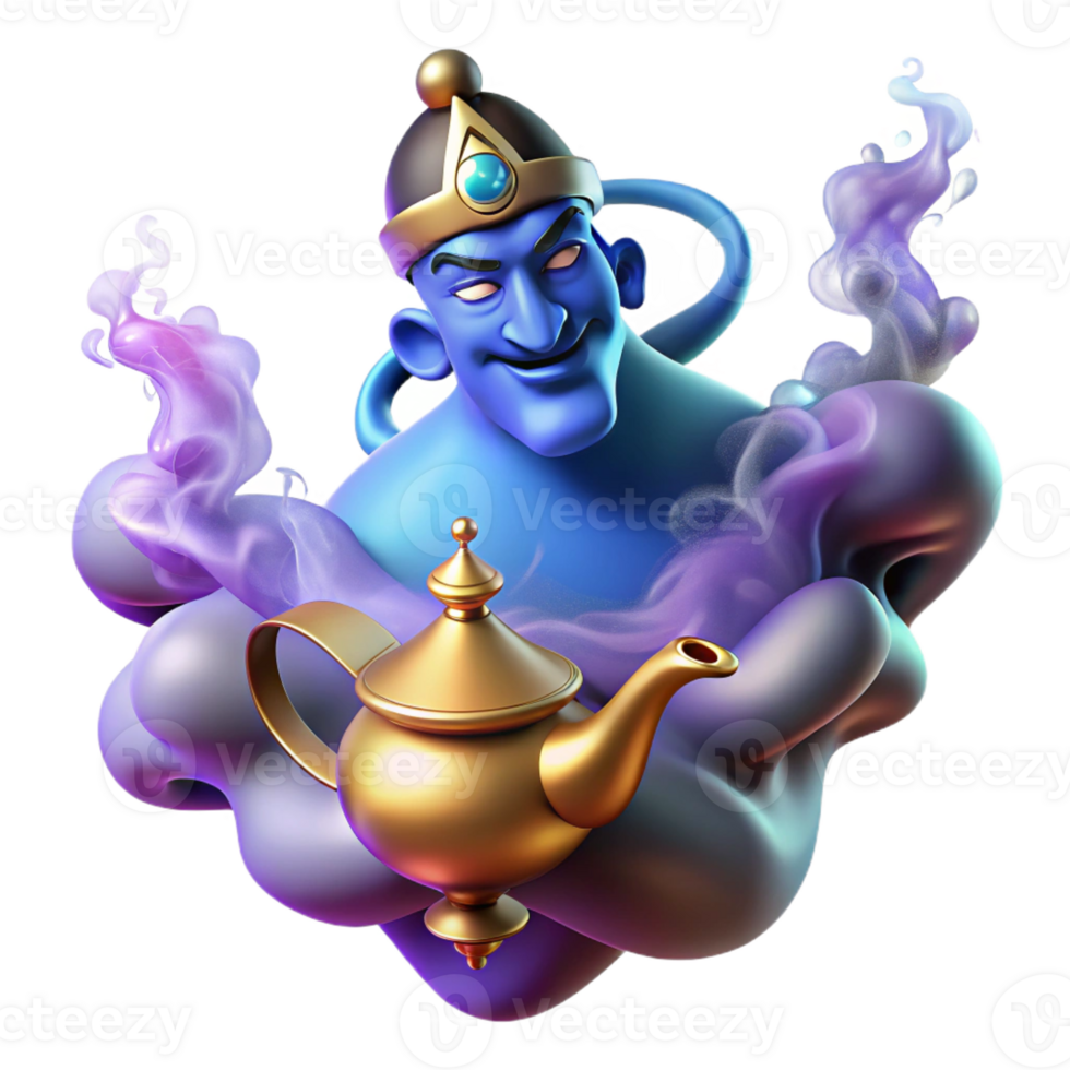 dramatic abstract A Powerful Djinn Emerging from a Magic Lam authentic png