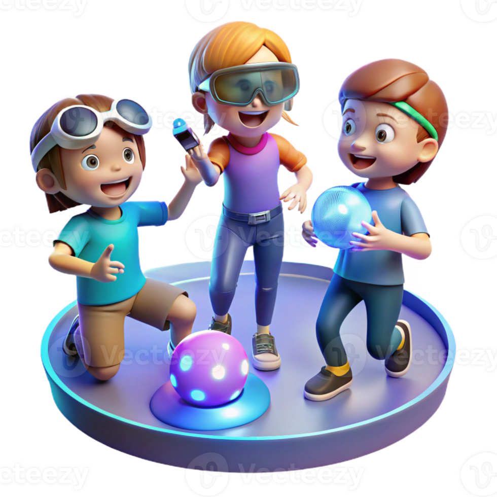 serene rustic A Group of Children Playing with Holograph genuine png