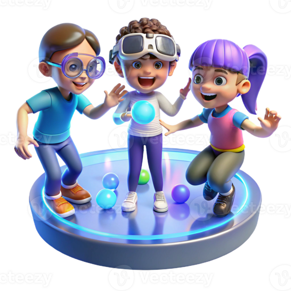 serene vintage A Group of Children Playing with Holograph exclusive png