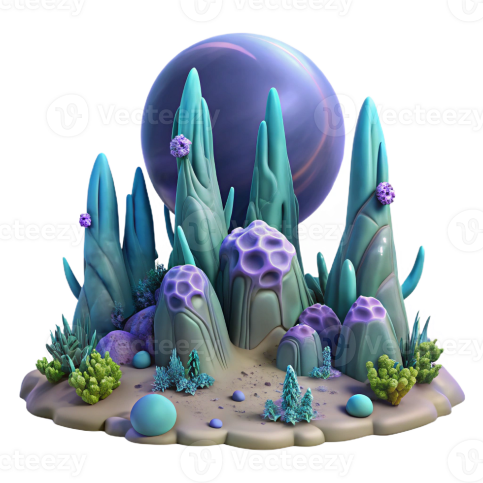 serene rustic An Alien Landscape Towering Rock Formatio detailed png