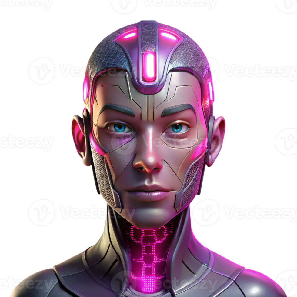 vibrant classic Portrait of a Melancholic Cyborg Half Face original png
