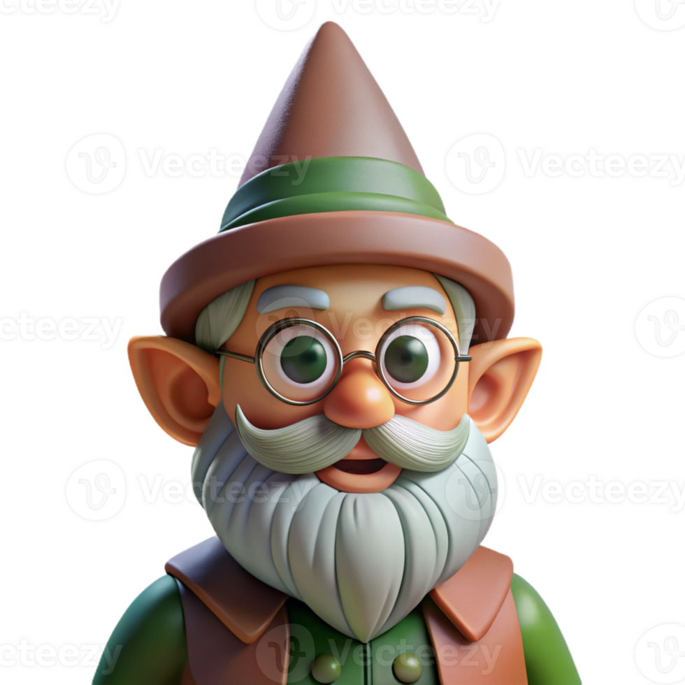 wonderful minimalist Portrait of a Whimsical Gnome with Oversize exclusive png