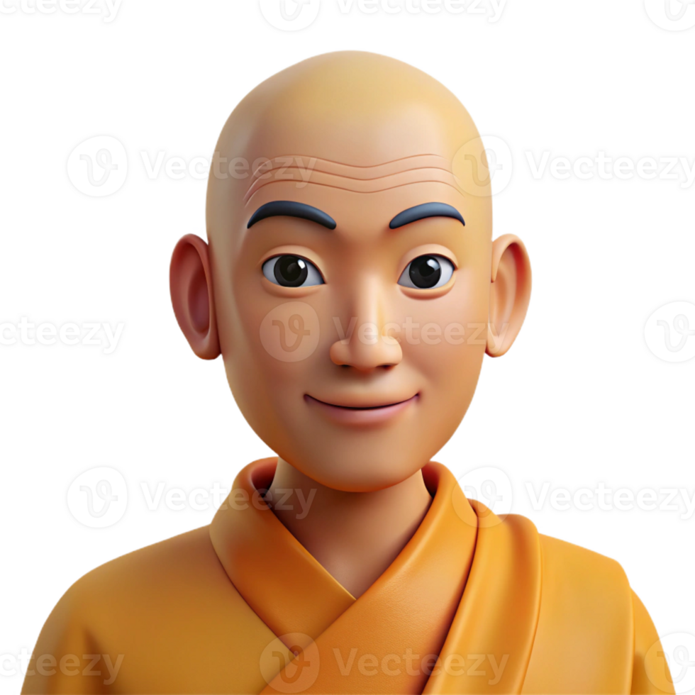 wonderful classic Serene Buddhist Monk in Saffron Robes high resolution png