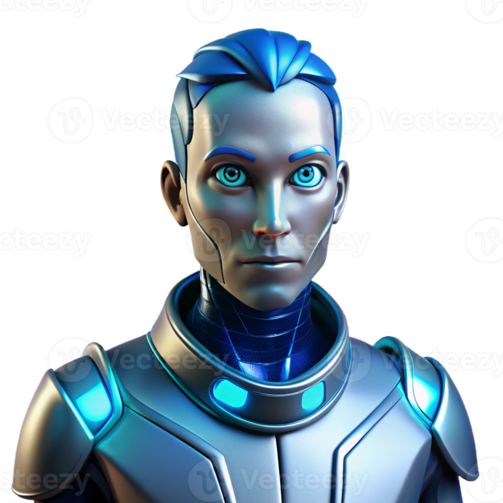 stunning modern Portrait of a Futuristic Android with Glowi high resolution png