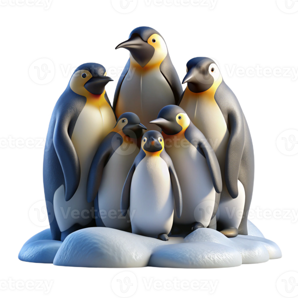 dramatic minimalist A Group of Emperor Penguins Huddled Togeth 4K png