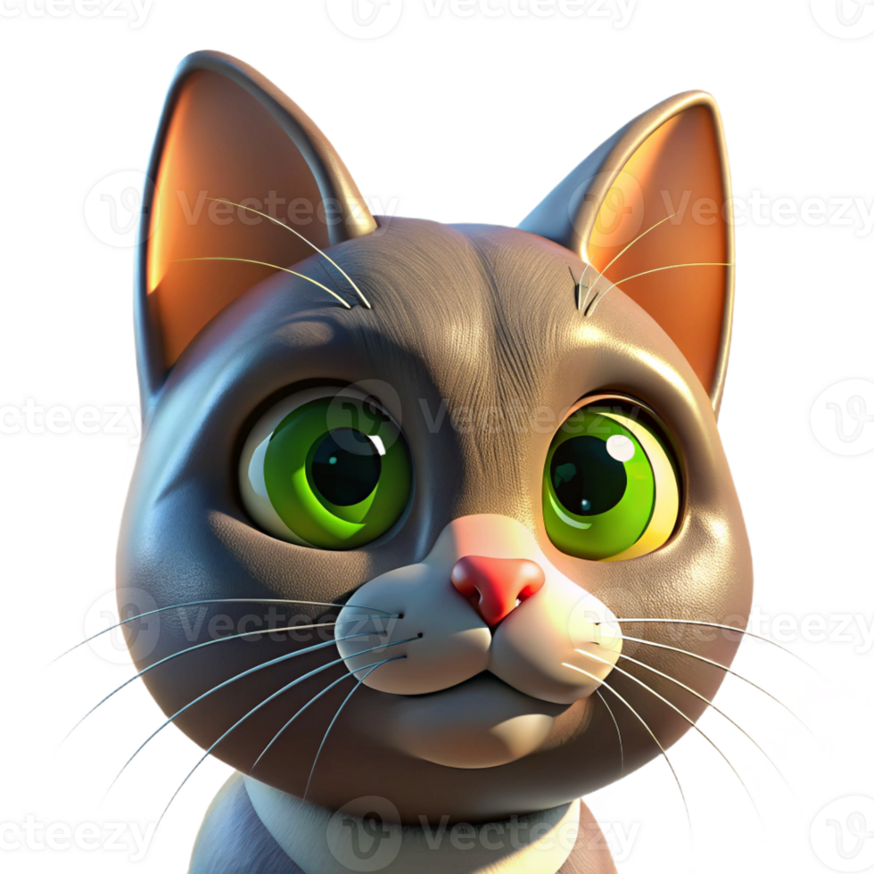 extraordinary minimalist Portrait of a Curious Cat with Wide Green detailed png
