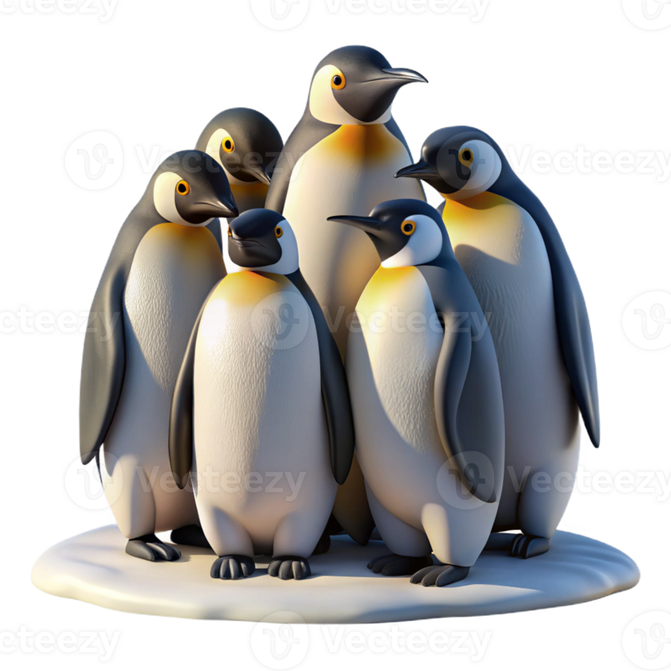 serene creative A Group of Emperor Penguins Huddled Togeth original png
