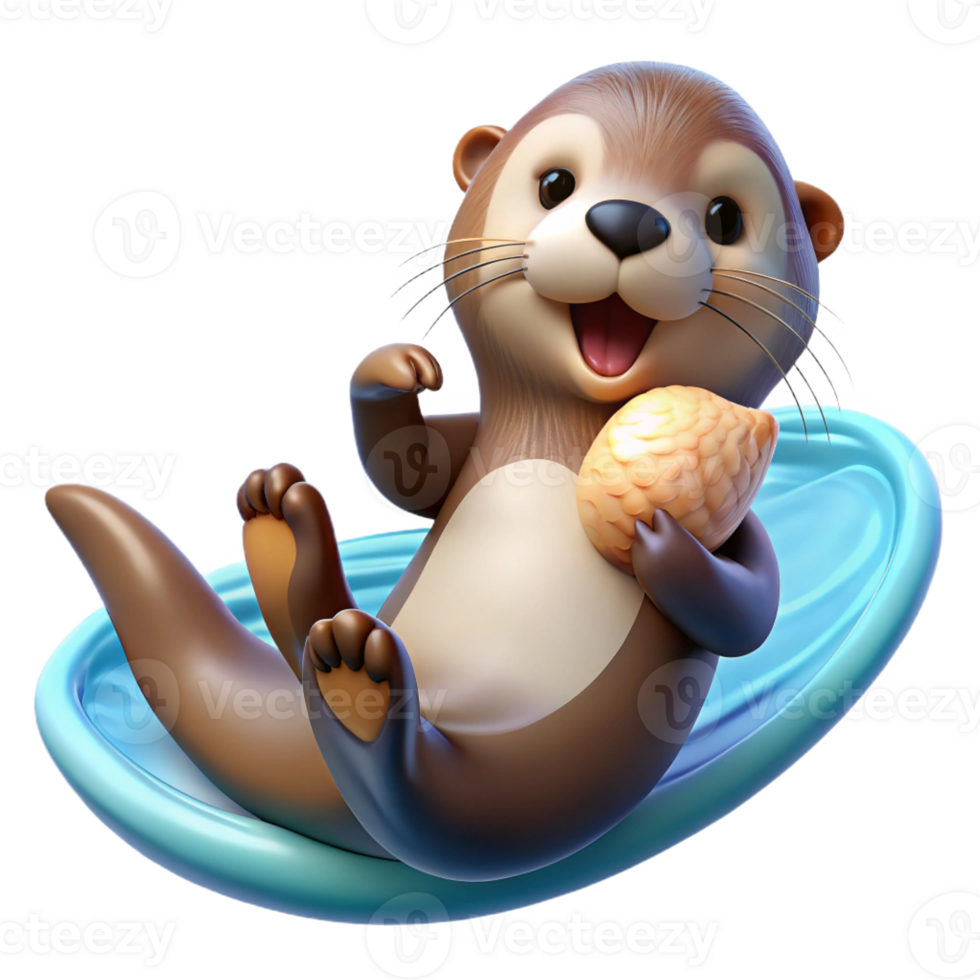 magnificent modern A Playful Sea Otter Floating on Its Back original png