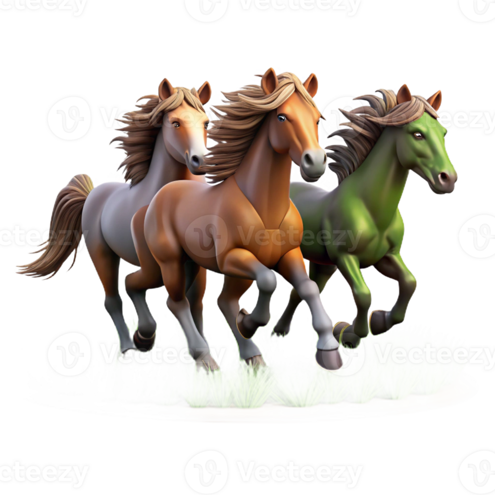 elegant contemporary A Group of Wild Horses Running Across a Gra 4K png